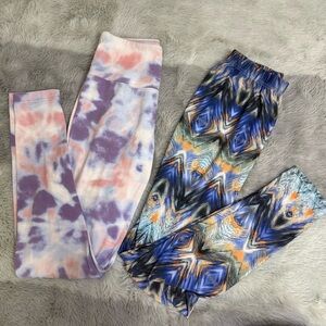Tie-Dye and Abstract Pattern Legging Bundle | Hippie Wear Comfy Tights Set